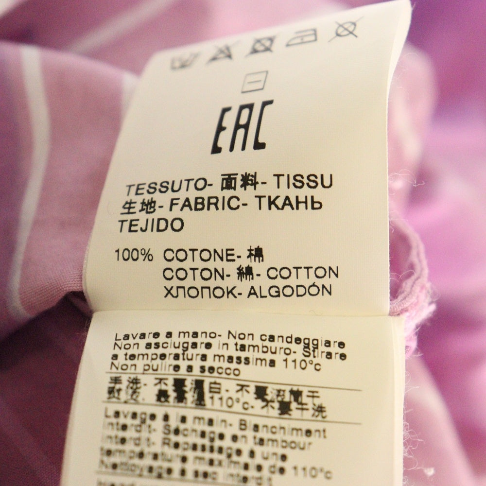 MSGM(エムエスジーエム) セットアップ タイダイ染め ストライプ総柄 比翼ボタン オーバーサイズ 長袖シャツ ロゴプリント ショート ハーフパンツ ショーツ パープル/ピンク 2841MDE05EX