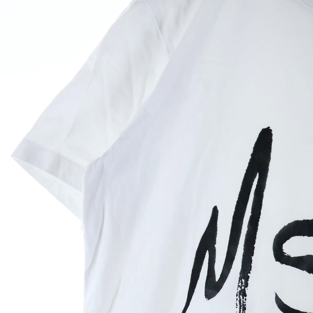 MSGM(エムエスジーエム) アブストラクト ロゴプリント クルーネック 半袖Tシャツ カットソー ホワイト