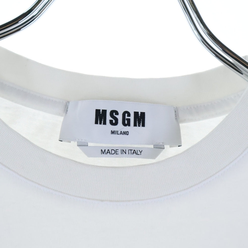 MSGM(エムエスジーエム) アブストラクト ロゴプリント クルーネック 半袖Tシャツ カットソー ホワイト