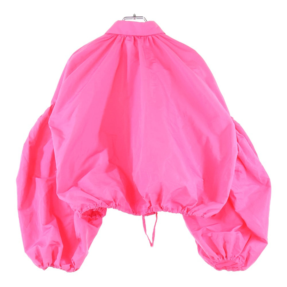 MSGM(エムエスジーエム) 変形 ナイロン パフスリーブ ドローストリング クロップド シャツ ピンク