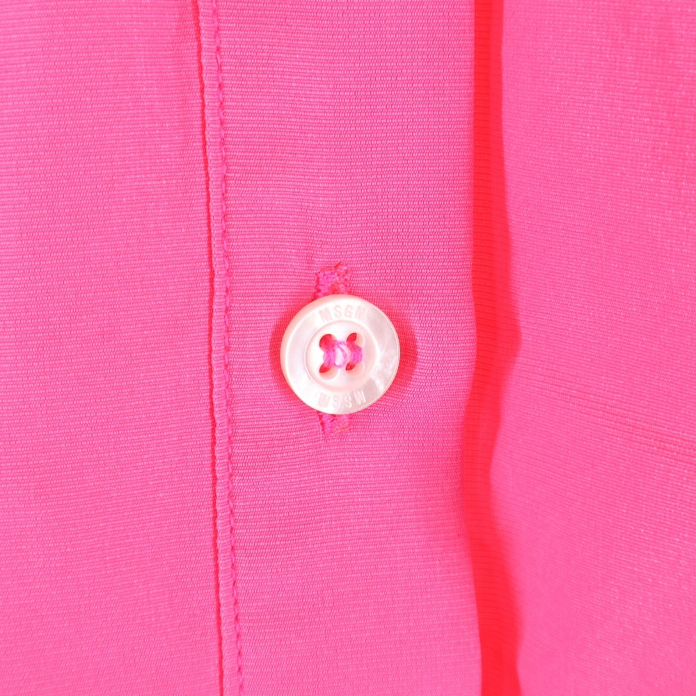 MSGM(エムエスジーエム) 変形 ナイロン パフスリーブ ドローストリング クロップド シャツ ピンク