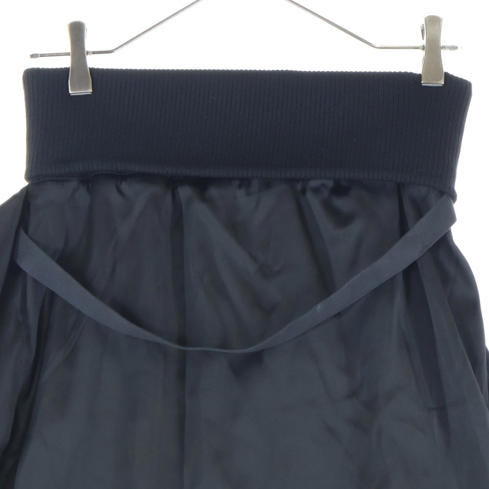 DIESEL(ディーゼル) ロゴ刺繍 変形 アシンメトリー ニット切り替え サテン ミニスカート ブラック レディース