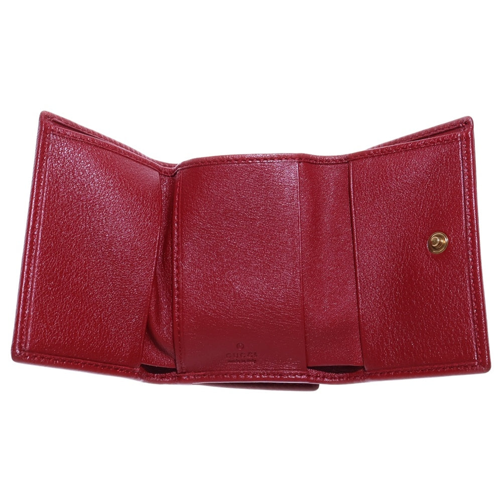 GUCCI(グッチ) バンブー 三つ折り財布 コンパクトウォレット レッド