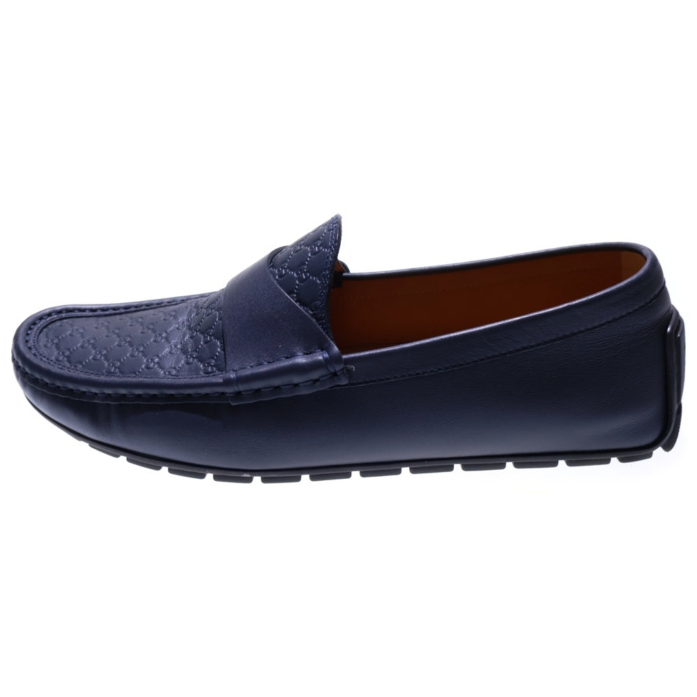 GUCCI(グッチ) マイクログッチシマ エンボスレザー ローカット ドライビングシューズ ローファー ネイビー 466904