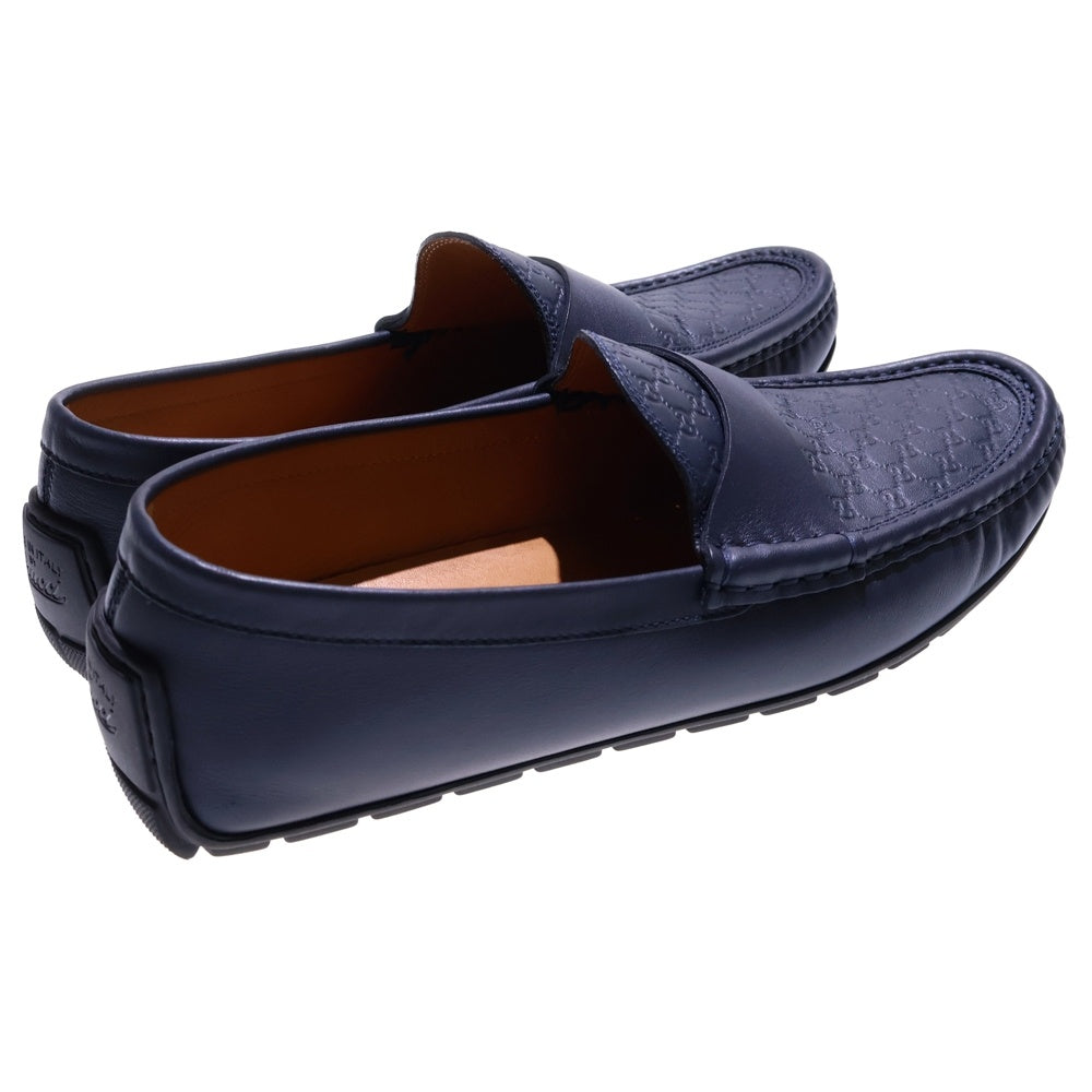 GUCCI(グッチ) マイクログッチシマ エンボスレザー ローカット ドライビングシューズ ローファー ネイビー 466904