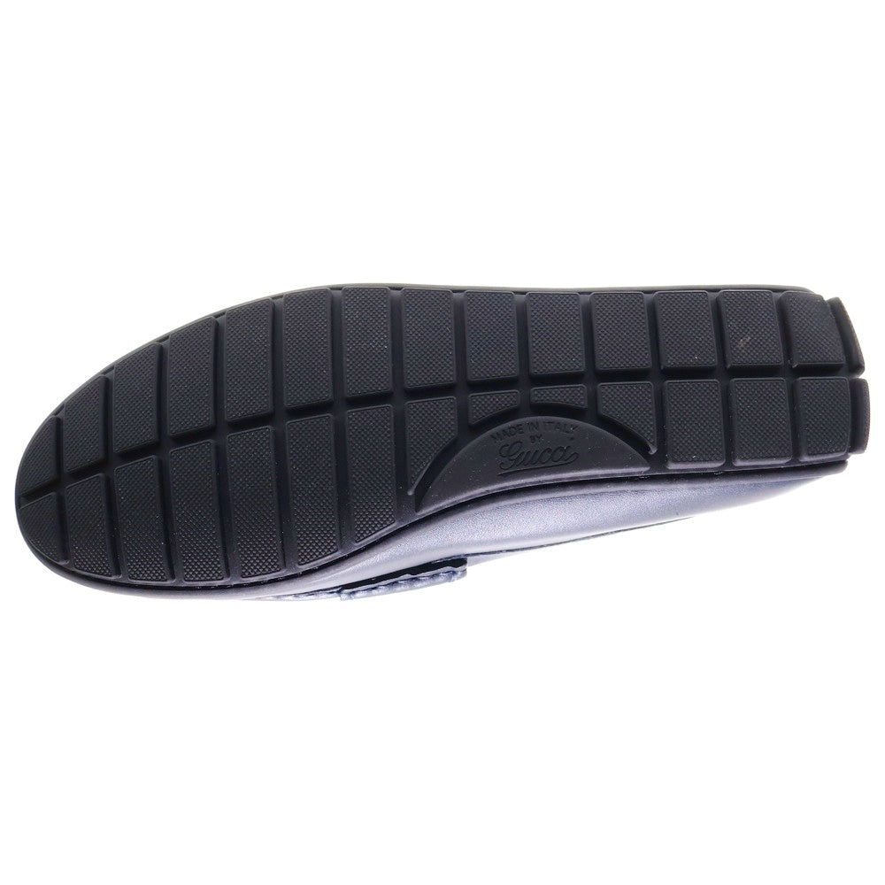 GUCCI(グッチ) マイクログッチシマ エンボスレザー ローカット ドライビングシューズ ローファー ネイビー 466904