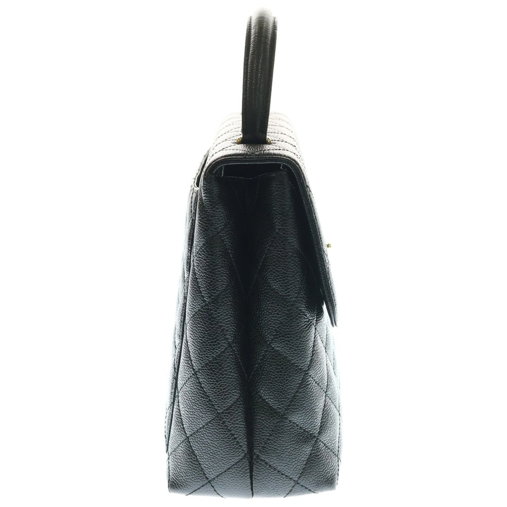 CHANEL(シャネル) マトラッセ トップハンドル ハンドバッグ ブラック キャビアスキン GD金具 A12397