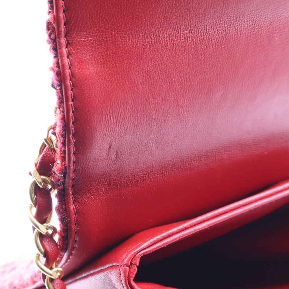 CHANEL(シャネル) ツイードマトラッセ ココマーク ターンロック ラムスキン レザー 2WAY トップハンドル チェーンショルダーバッグ ゴールド金具 レッド AS4285