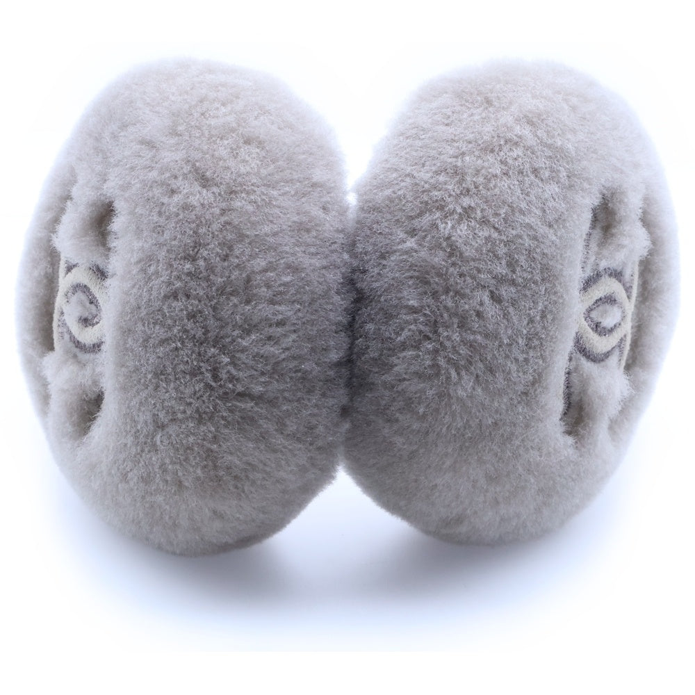 CHANEL(シャネル) ココマーク ロゴ刺繍 ボア イヤーマフラー 耳当て グレー/ベージュ