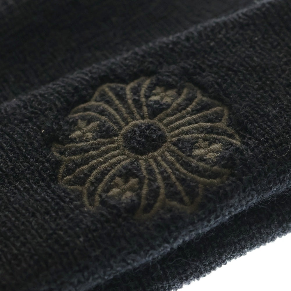 CHROME HEARTS(クロムハーツ) CHクロスビーニー ロゴ刺繍ウールニットキャップ ニット帽 ブラック
