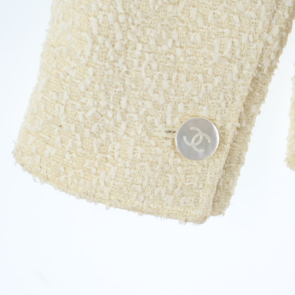 CHANEL(シャネル) 98C クルーズコレクション ココマーク シェルボタン ウールツイード 2B テーラードジャケット アイボリー レディース P09942V06208