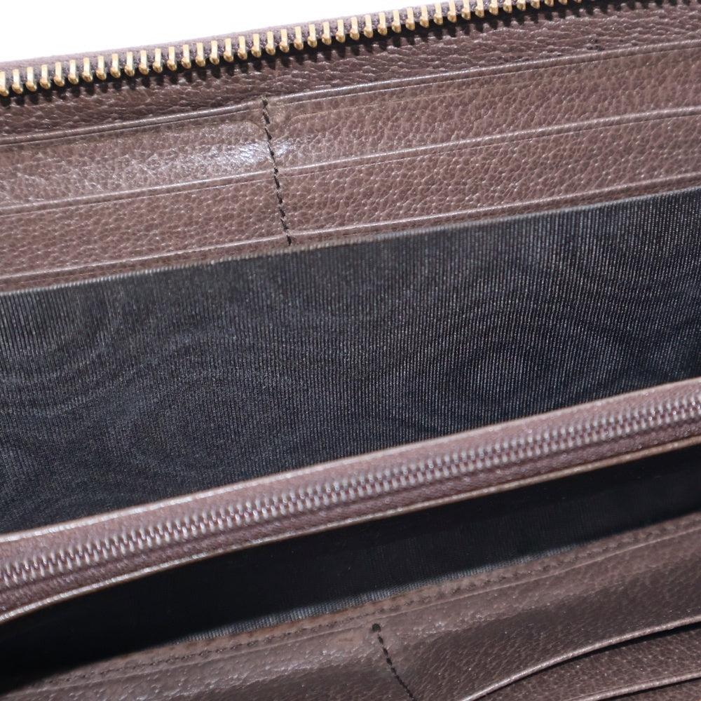 GUCCI(グッチ) GGスプリーム シェリーライン ラウンドファスナー長財布 ロングウォレット カードケース ブラウン×ベージュ レザー×PVC 523154 ゴールド金具