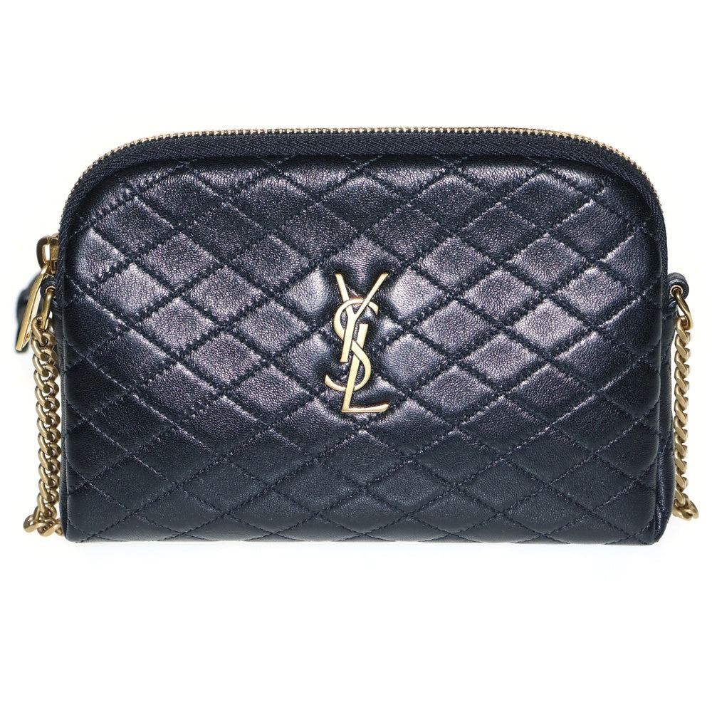 SAINT LAURENT PARIS(サンローランパリ) キルティング チェーンショルダーバッグ ミニバッグ ブラック ゴールド金具 レザー 733667