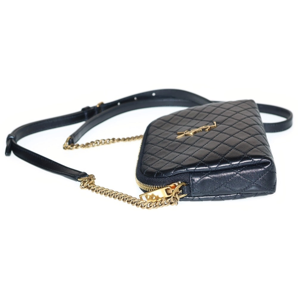 SAINT LAURENT PARIS(サンローランパリ) キルティング チェーンショルダーバッグ ミニバッグ ブラック ゴールド金具 レザー 733667