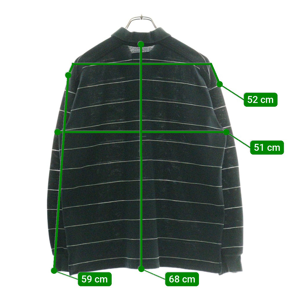 THE NORTH FACE(ザノースフェイス) Field Striped Polo フィールド ストライプ柄 ワンポイントロゴ刺繍 鹿の子 長袖ポロシャツ カーキ NT6352N