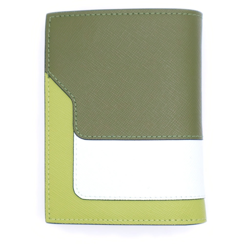 MARNI(マルニ) バイフォールド ロゴレザーコンパクトウォレット 二つ折り財布 グリーン/ホワイト PFMOQ14U13LV520