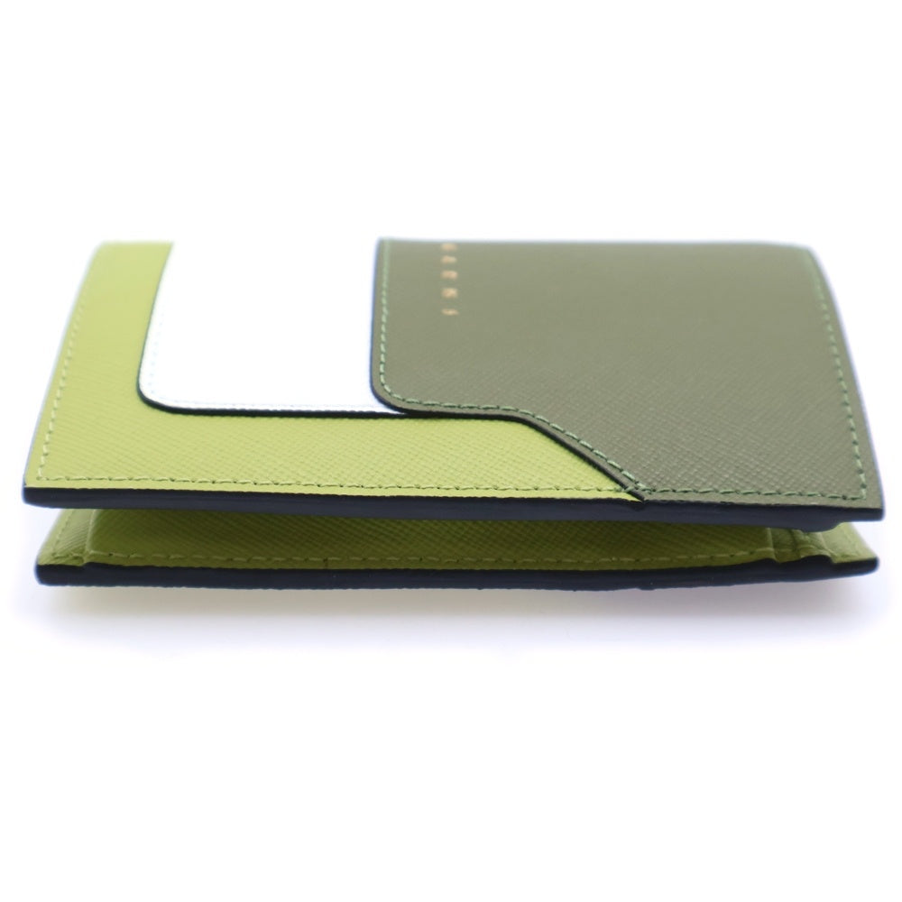 MARNI(マルニ) バイフォールド ロゴレザーコンパクトウォレット 二つ折り財布 グリーン/ホワイト PFMOQ14U13LV520