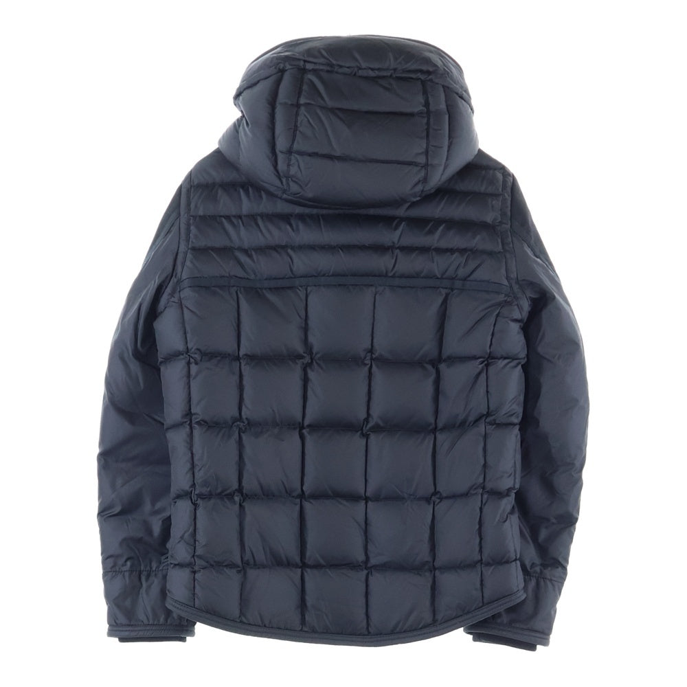 MONCLER(モンクレール) 17AW RYAN ライアン レザーワッペンロゴ ウール切り替え フーデッド ジップアップ ダウンジャケット ブラック C20914139285 53227