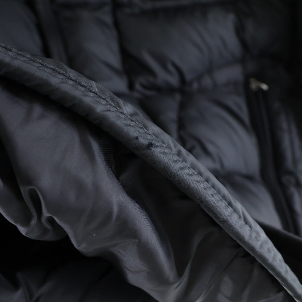 MONCLER(モンクレール) 17AW RYAN ライアン レザーワッペンロゴ ウール切り替え フーデッド ジップアップ ダウンジャケット ブラック C20914139285 53227