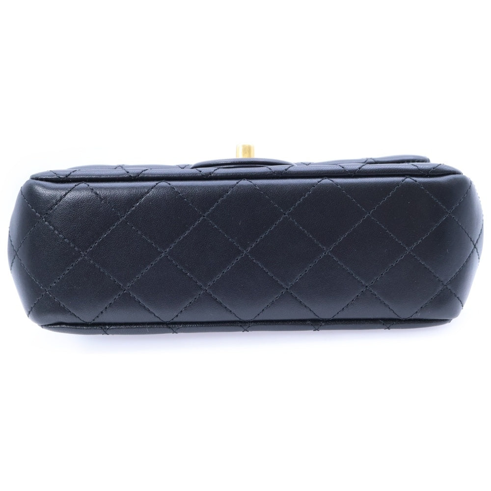 CHANEL(シャネル) ミニマトラッセ20 シングルフラップ シングルチェーン ショルダーバッグ ブラック ラムスキン ゴールド金具