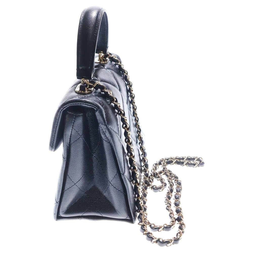 CHANEL(シャネル) トップハンドル 2WAY ハンドバッグ ショルダーバッグ ブラック キャビアスキン ゴールド金具 AS4711