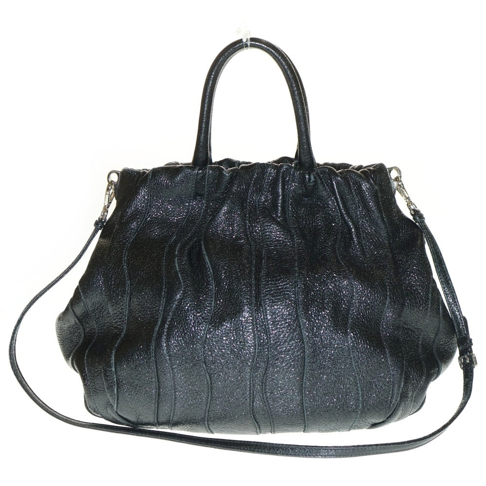 PRADA(プラダ) トライアングルロゴ 2WAYショルダーバッグ ハンドバッグ ブラック レザー BN1687 シルバー金具