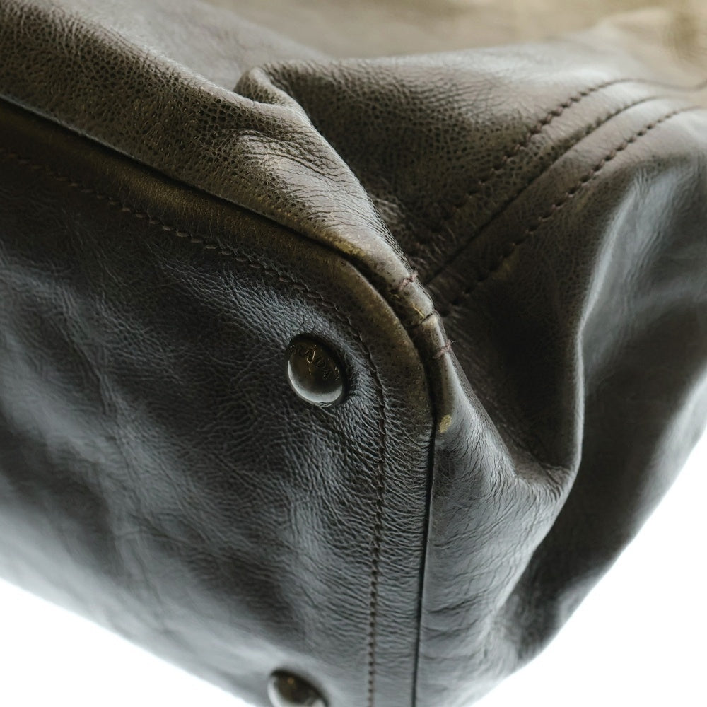 PRADA(プラダ) グラデーショントートバッグ ハンドバッグ トートバッグ アイボリー×ブラック レザー ブラック金具