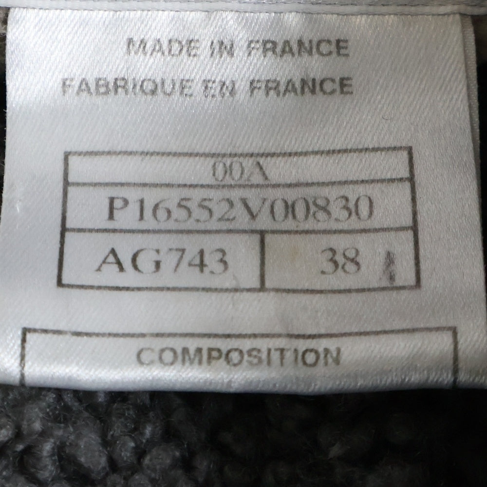 CHANEL(シャネル) 00AW ラムスキン シアリング ムートン レザー シェルボタン ボアライニング ロング コート グレー/ベージュ レディース P16552V00830