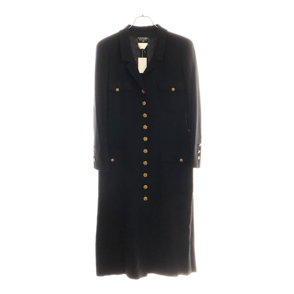 CHANEL(シャネル) 96AW グリポアボタン ウール 10B マルチポケット ロング テーラードジャケット コート ブラック レディース P08289V04514