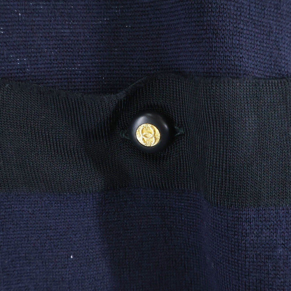 CHANEL(シャネル) ココマークボタン シルク混 マルチポケット ニット ワンピース ドレス ネイビー レディース