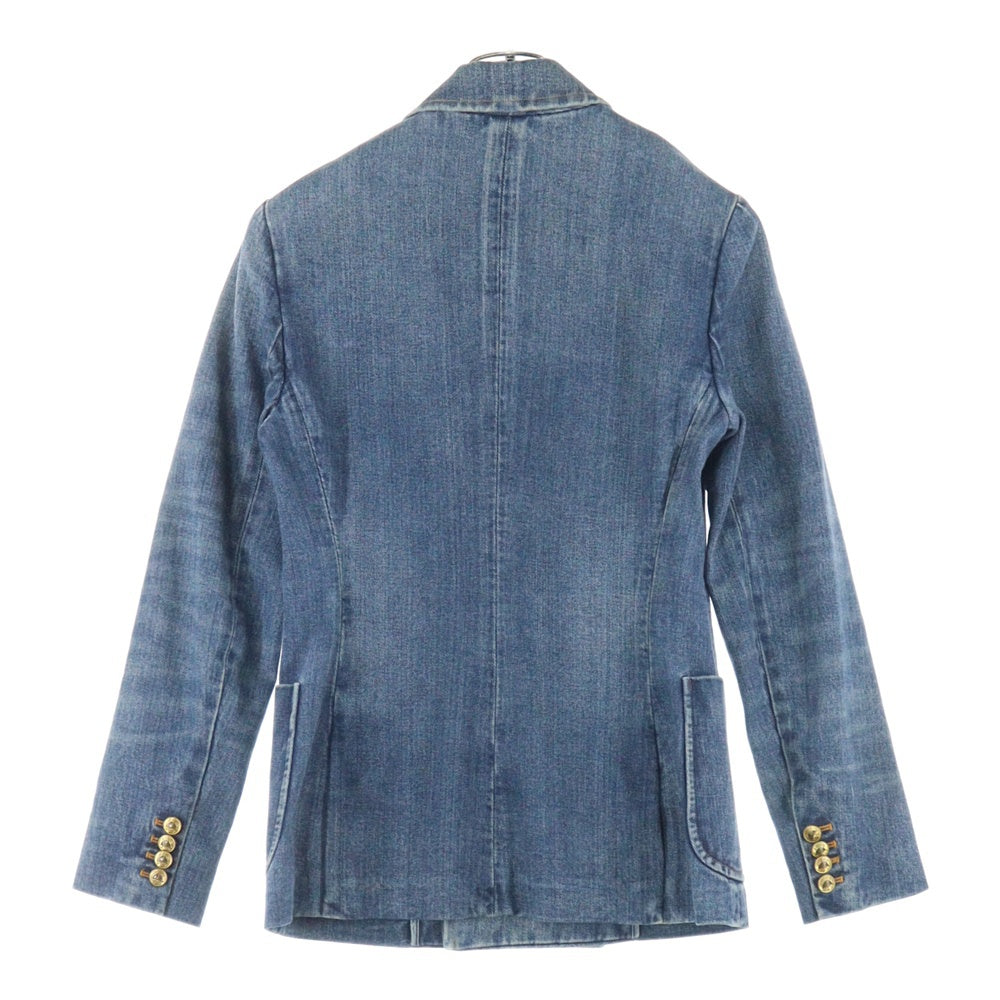 POLO RALPH LAUREN(ポロラルフローレン) エンブレム ワッペンロゴ デニム ダブルブレスト ピークドラペル テーラードジャケット インディゴ 211642993001