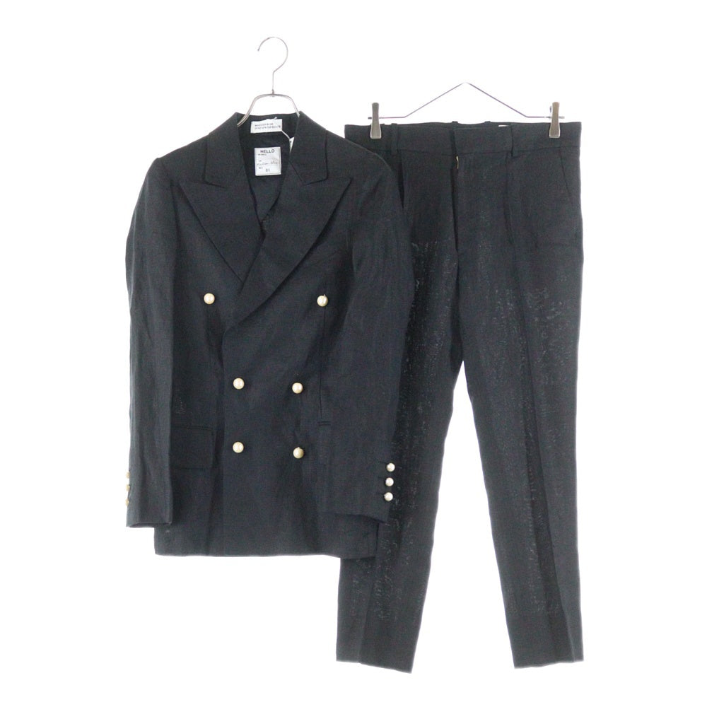 MADISONBLUE(マディソンブルー) セットアップスーツ パールボタン リネン ダブルブレスト ピークドラペル テーラードジャケット センタープレス スラックスパンツ レディース 45132-61-950