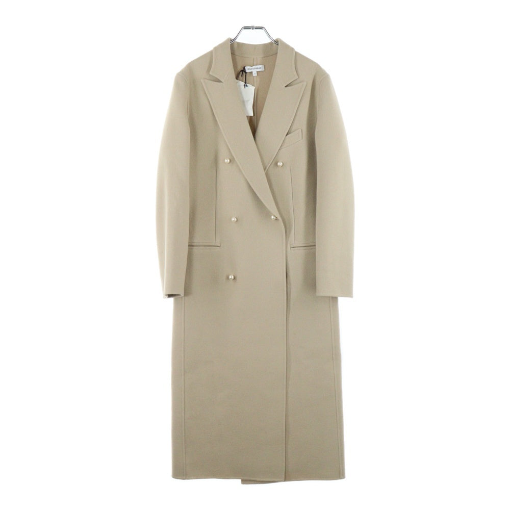 MADISONBLUE(マディソンブルー) 17AW PEARL CHESTER COAT パールボタン ウール ダブルブレスト ピークドラペル チェスター ロング コート ベージュ レディース MB174-2003