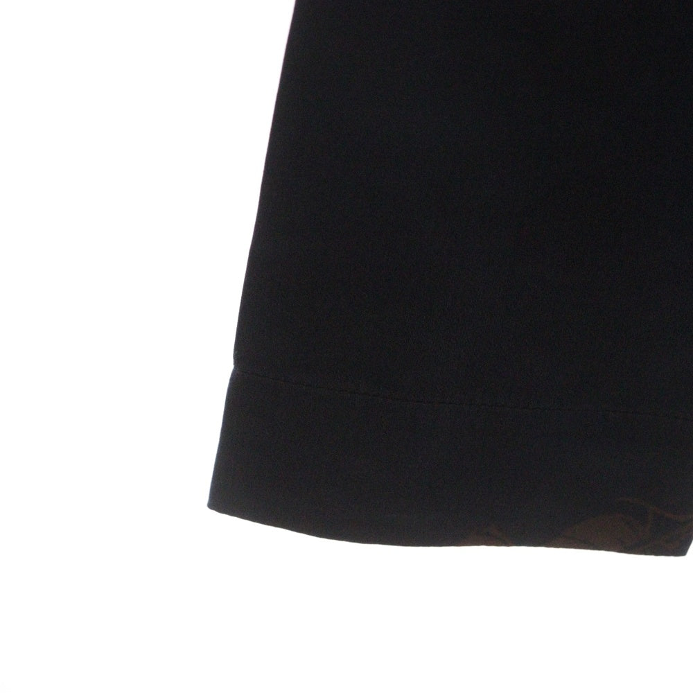 HERMES(エルメス) Hロゴ 馬車柄 セリエボタン ジャガード プリーツカラー 比翼 ロングスリーブ 長袖 シャツ ブラウス ネイビー/ブラウン レディース