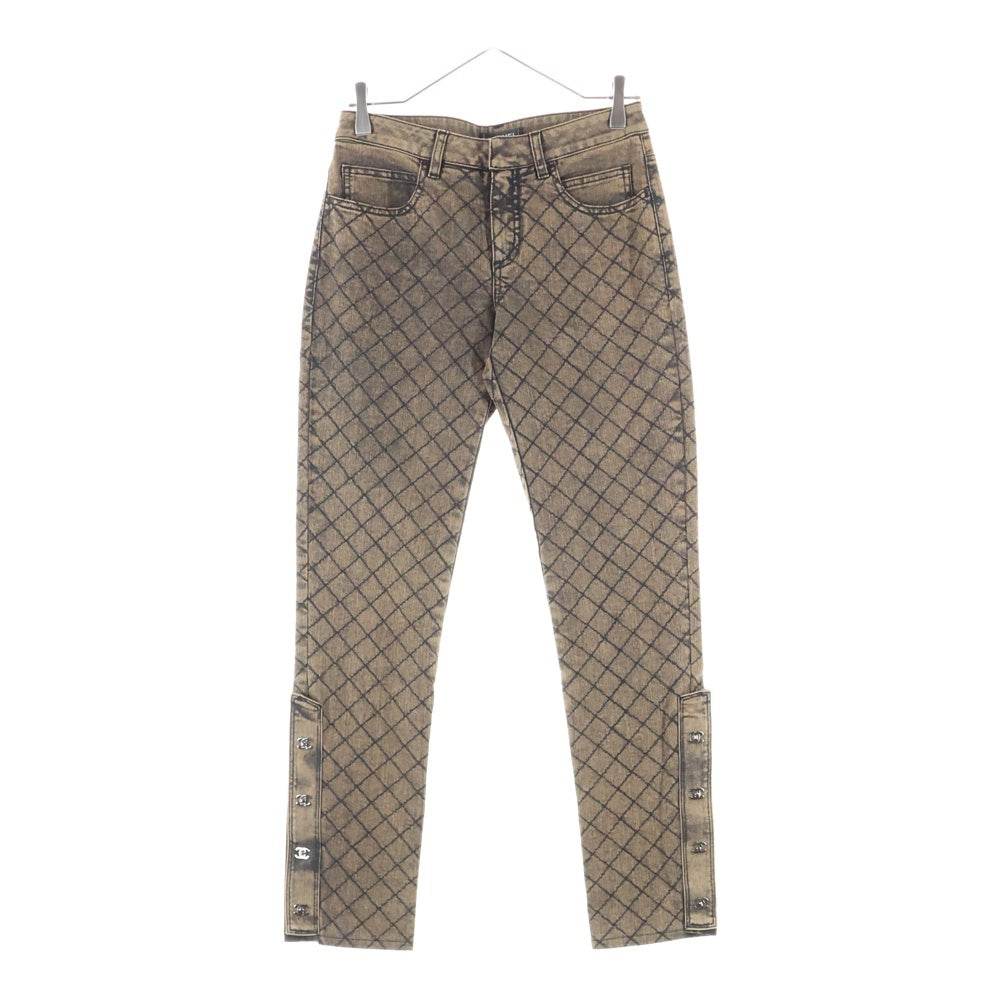 CHANEL(シャネル) ココマーク ターンロック マトラッセ テーパード デニムパンツ ジーンズ ブラウン レディース P38985V28387