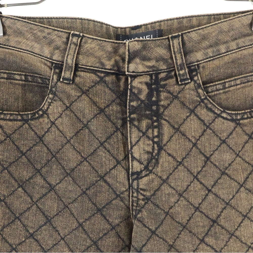 CHANEL(シャネル) ココマーク ターンロック マトラッセ テーパード デニムパンツ ジーンズ ブラウン レディース P38985V28387