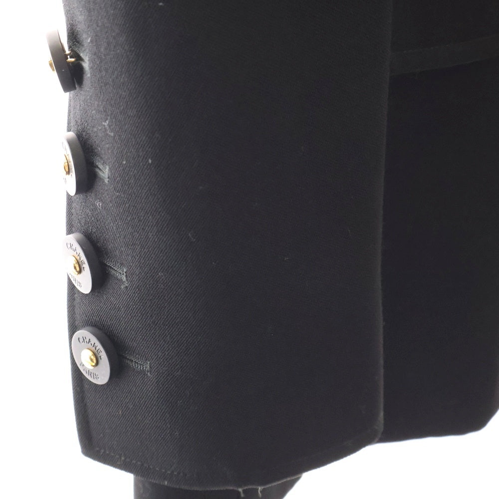 CHANEL(シャネル) ロゴボタン ウール 4B ピークドラペル テーラードジャケット ブラック レディース