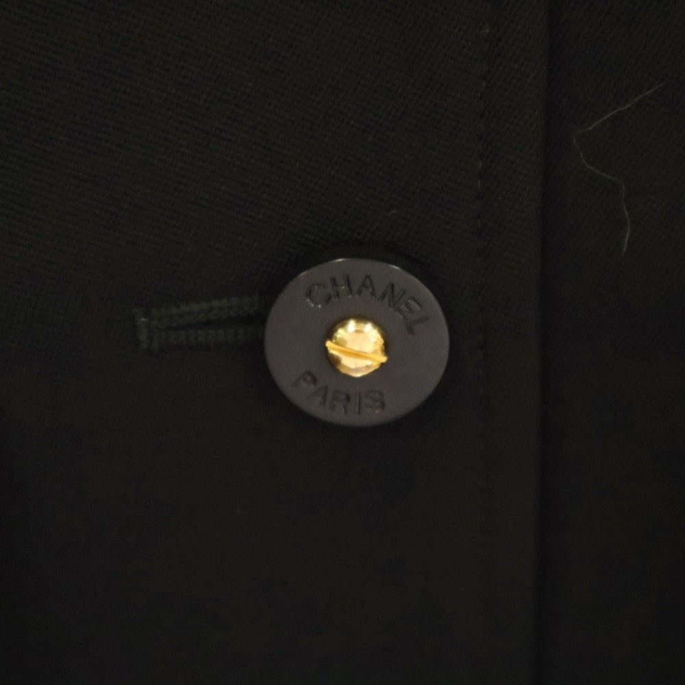CHANEL(シャネル) ロゴボタン ウール 4B ピークドラペル テーラードジャケット ブラック レディース