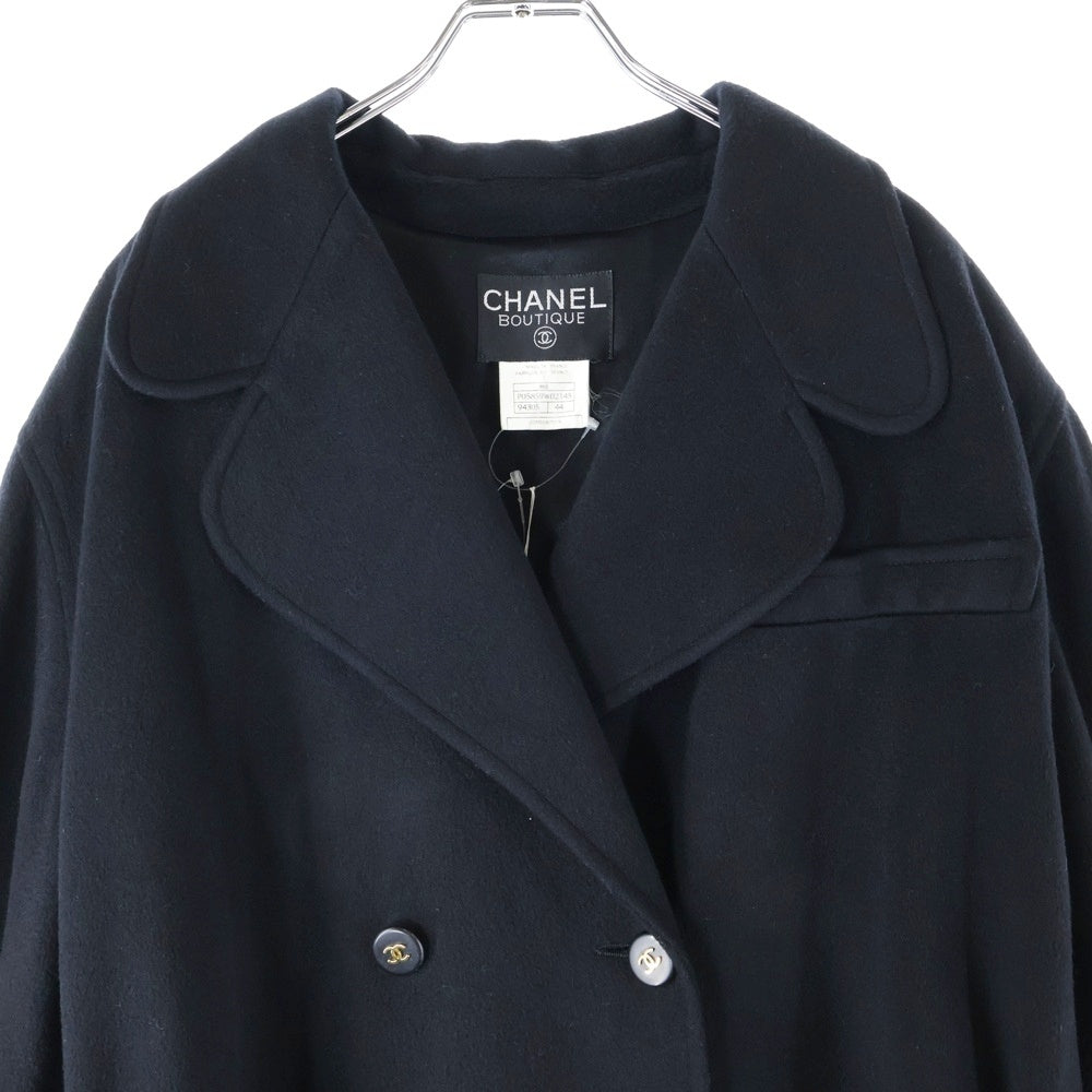 CHANEL(シャネル) 95AW ココマークボタン チェーンバックル カシミヤ オーバーサイズ ロング コート ブラック P05859W02145