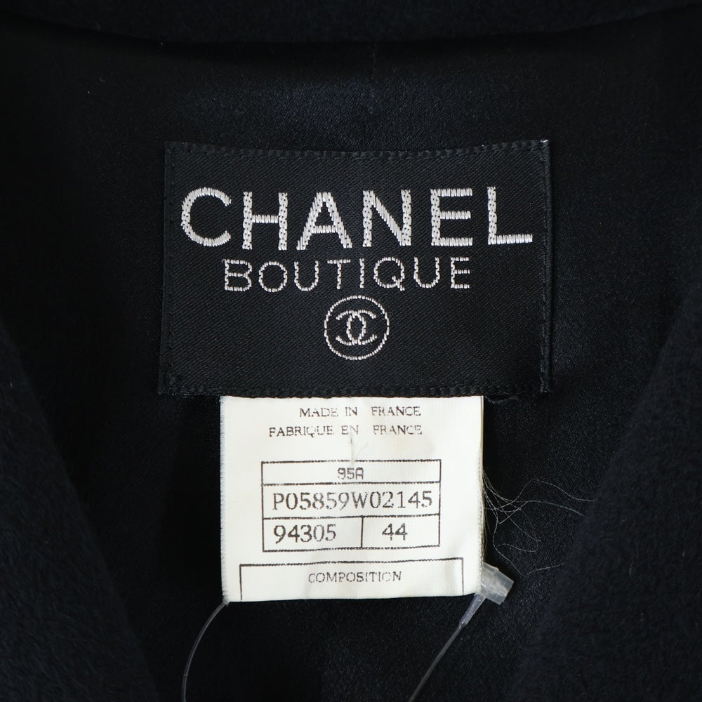 CHANEL(シャネル) 95AW ココマークボタン チェーンバックル カシミヤ オーバーサイズ ロング コート ブラック P05859W02145