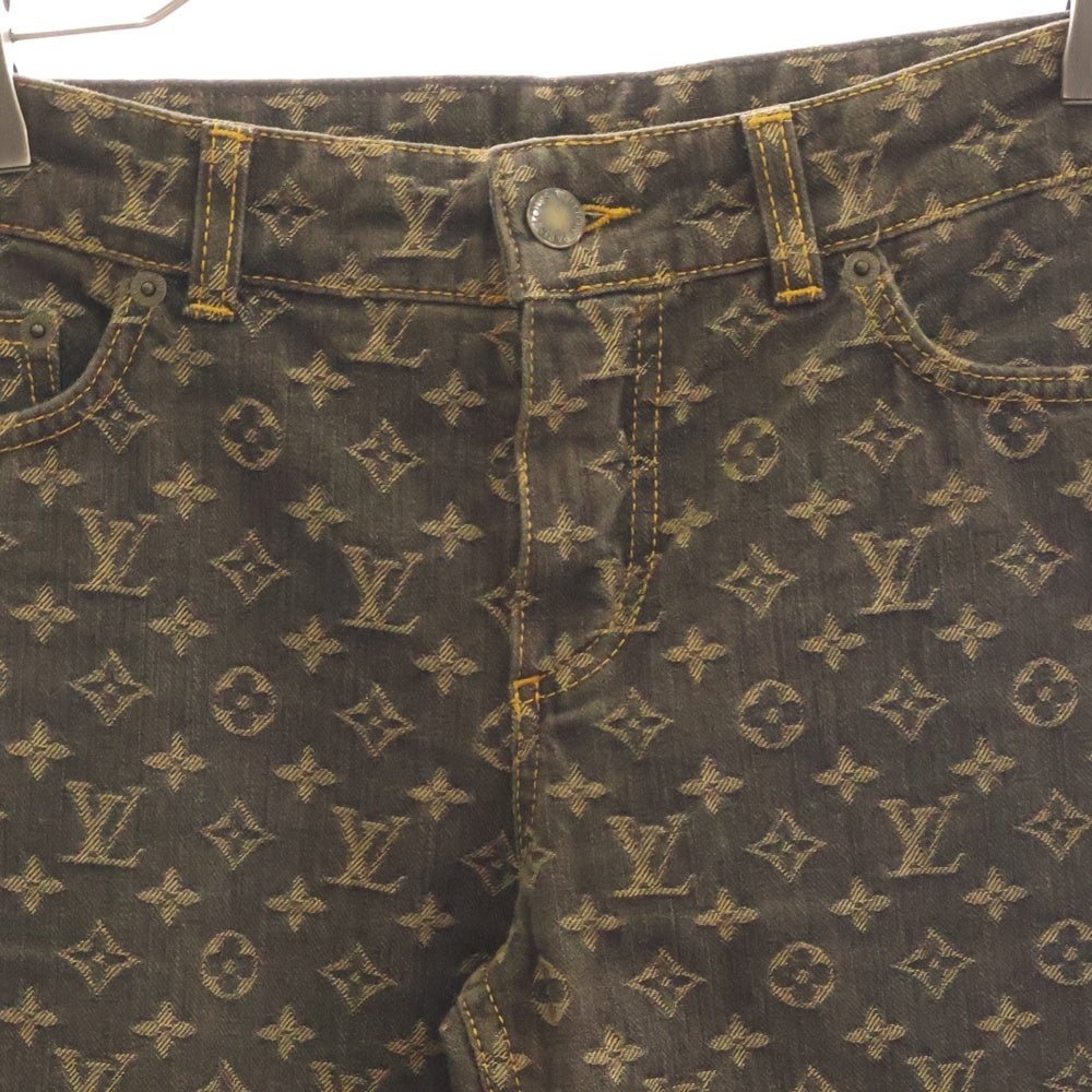 LOUIS VUITTON(ルイヴィトン) 05AW モノグラム 総柄ジャガード ストレートデニムパンツ ジーンズ ブラウン RW052B WHPA10CF7
