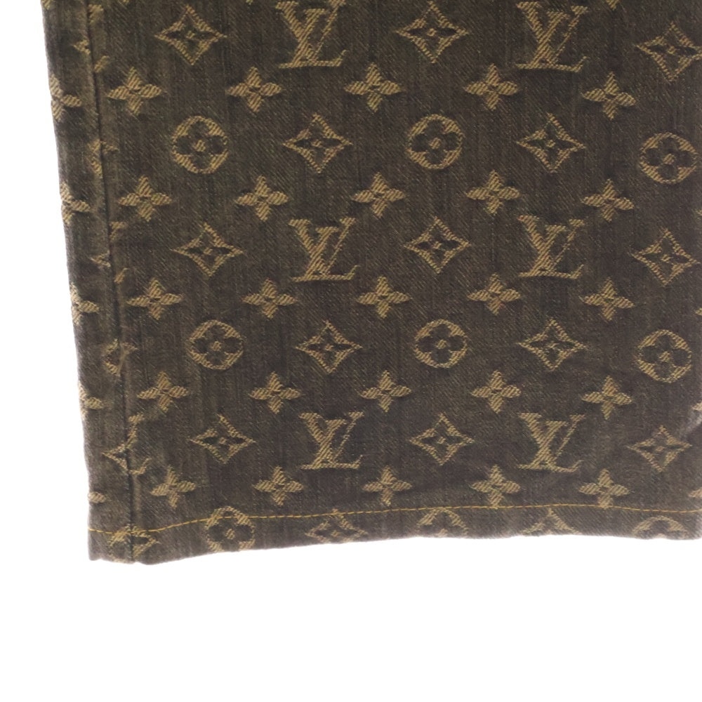 LOUIS VUITTON(ルイヴィトン) 05AW モノグラム 総柄ジャガード ストレートデニムパンツ ジーンズ ブラウン RW052B WHPA10CF7