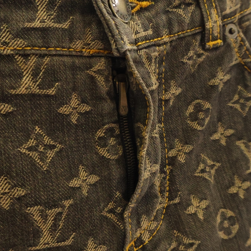 LOUIS VUITTON(ルイヴィトン) 05AW モノグラム 総柄ジャガード ストレートデニムパンツ ジーンズ ブラウン RW052B WHPA10CF7