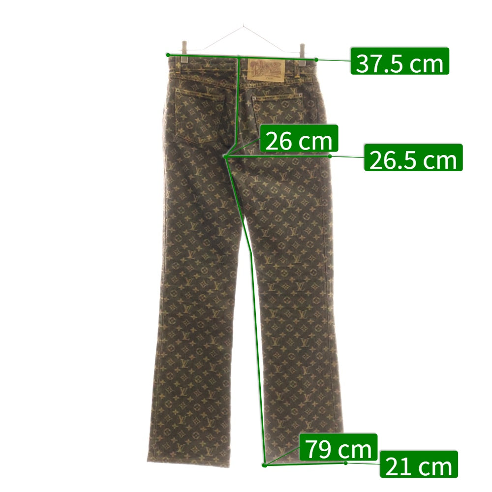 LOUIS VUITTON(ルイヴィトン) 05AW モノグラム 総柄ジャガード ストレートデニムパンツ ジーンズ ブラウン RW052B WHPA10CF7
