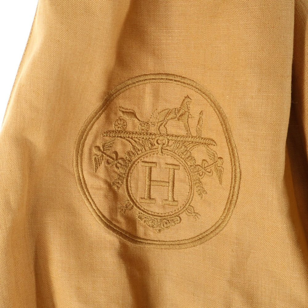 HERMES(エルメス) ロゴ刺繍 ボタン スカート ブラウン コットン レディース
