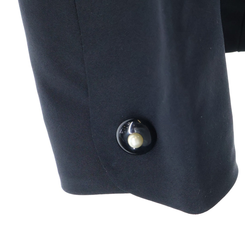 CHANEL(シャネル) 90S VINTAGE ヴィンテージ パール装飾 シルク 2B スナップボタン ショールカラー テーラードジャケット ブラック レディース