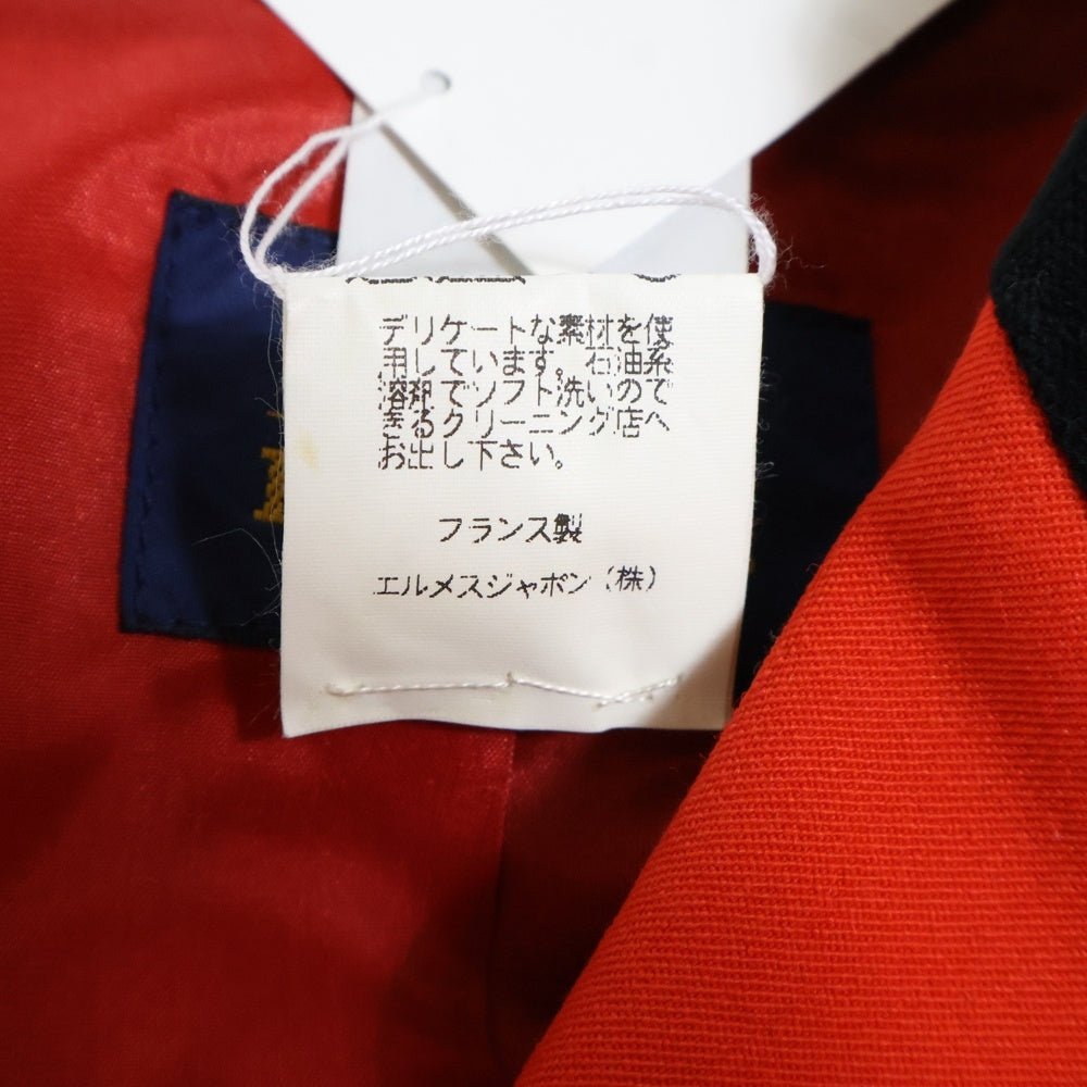 HERMES(エルメス) セリエボタン ベロア切り替え ウール テーラード ジョッキージャケット レッド/ブラック レディース