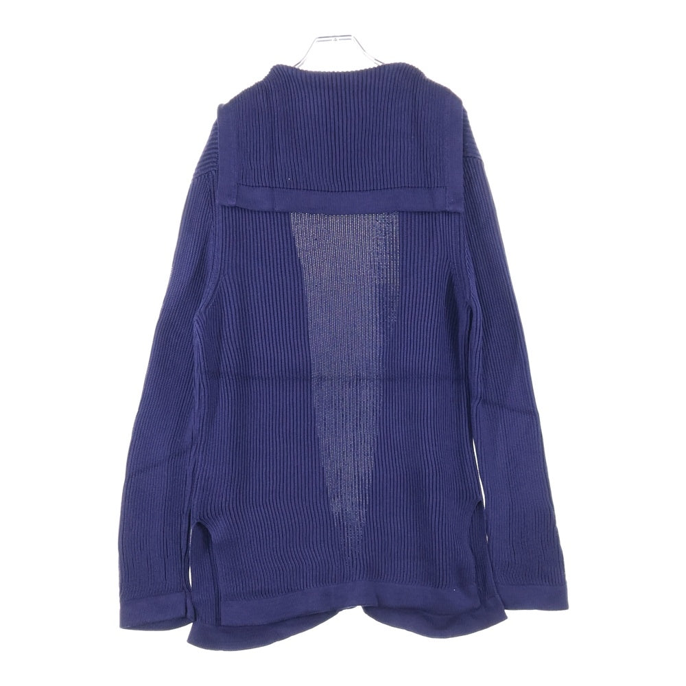 HERMES(エルメス) セーラーカラー シルクニット 長袖 ロング カーディガン パープル レディース