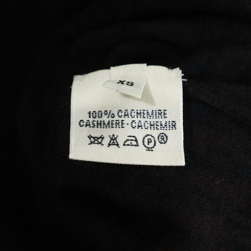 HERMES(エルメス) Hロゴ総柄ジャガード カシミヤ クルーネック ニット カーディガン ブラウン レディース