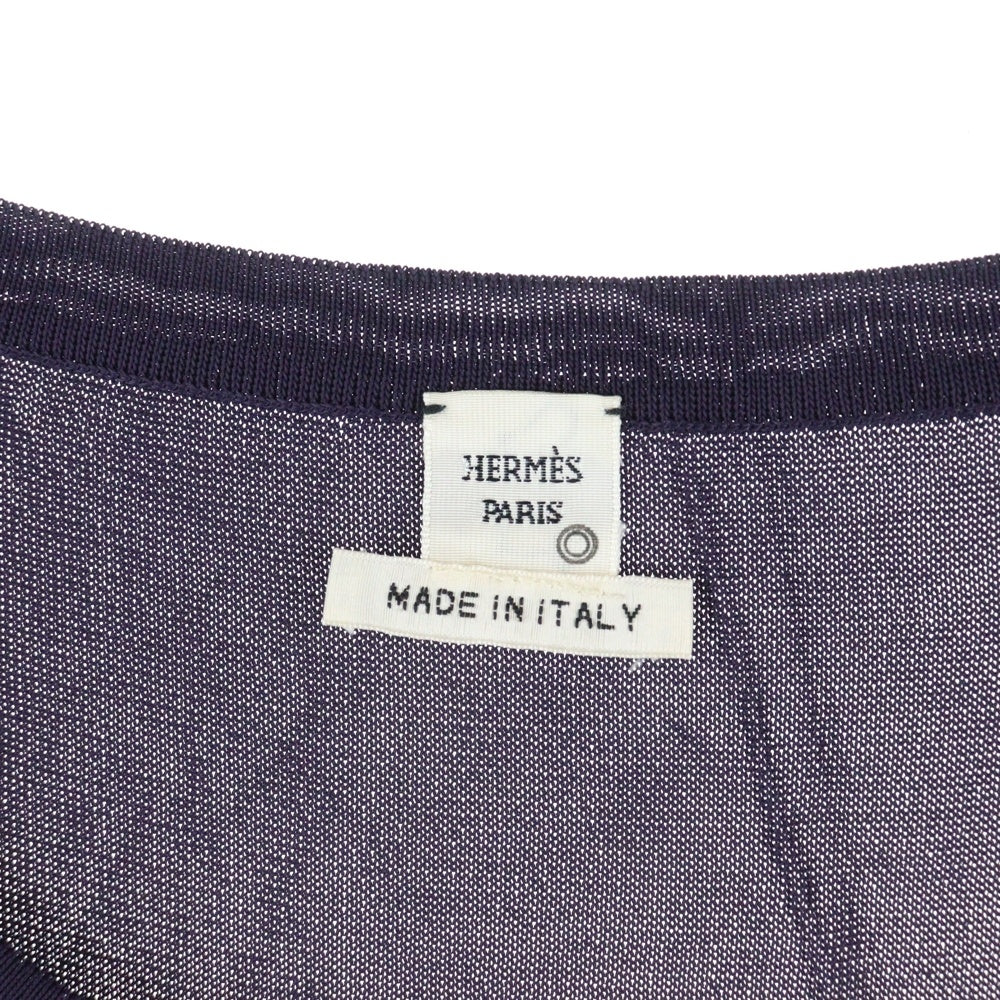 HERMES(エルメス) ビスコース レーヨンニット ノースリーブ タンクトップ カットソー トップス パープル レディース